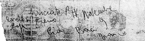 Biglietto  scritto da Francesco Arriciati